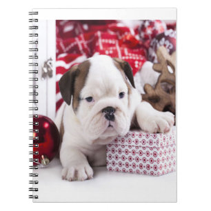 Caderno Espiral Cute Puppy English Buldogue   Natal engraçado