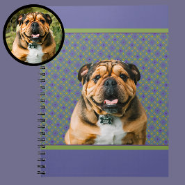 Caderno Espiral Cute Purple Modern Photo Gift for Puppy Dog Mom