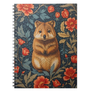 Caderno Espiral Cute Quokka William Morris Inspirou Floral