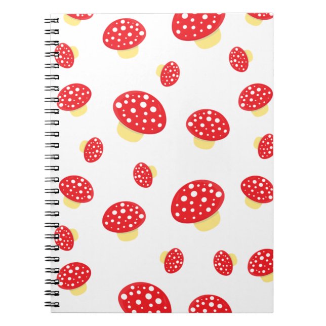 Caderno Espiral Cute Red Spotty Toadstool Mushrooms Pattern (Frente)