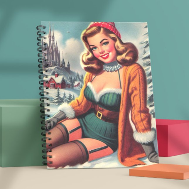 Caderno Espiral Cute Retro Winter Pin-up (Criador carregado)