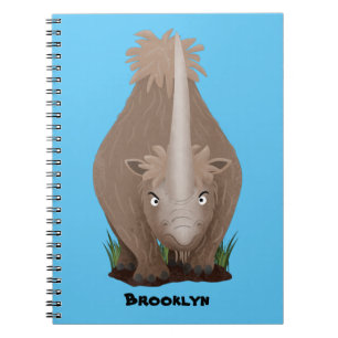 Caderno Espiral Cute rinoceronte lanoso elasmotherium cartoon