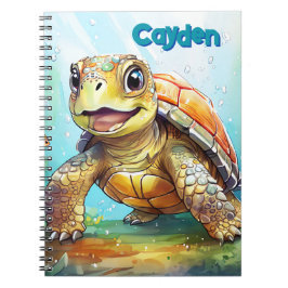 Caderno Espiral Cute Sea Turtle Personalized