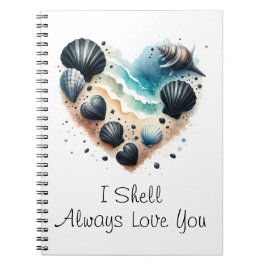 Caderno Espiral Cute Seashell Heart Beach Love Valentine's Day