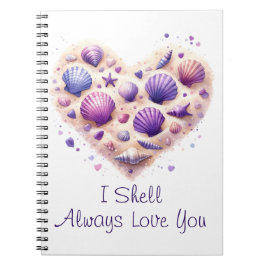 Caderno Espiral Cute Seashell Heart Beach Love Valentine's Day