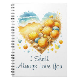 Caderno Espiral Cute Seashell Heart Beach Love Valentine's Day