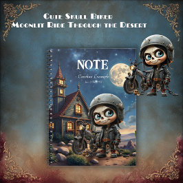 Caderno Espiral Cute Skull Biker | Passeio ao Luar pelo Deserto