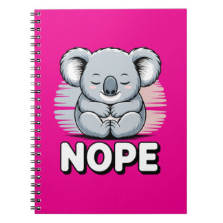 Caderno Espiral Cute Sleeping Koala “Nope” Funny Cartoon