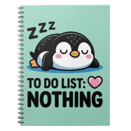 Caderno Espiral cute sleeping penguin, to do list nothing