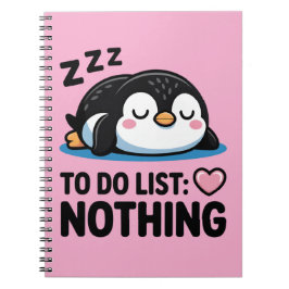 Caderno Espiral cute sleeping penguin, to do list nothing