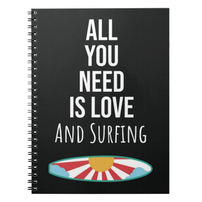 Caderno Espiral Cute Surfing Gifts Surfboard Surfer Summer Wave (Frente)