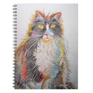 Caderno Espiral Cute Tuxedo Cat Drawing art Cats