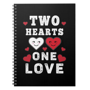 Caderno Espiral Cute Two Hearts One Love Birthday Valentine's Day