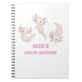 Caderno Espiral Cute Watercolor Axolotl Perguntas Personalizado Cr