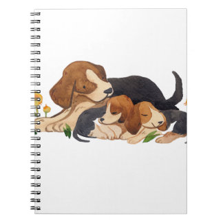 Caderno Espiral Cute Watercolor Beagle Puppies e Butterfly Spira