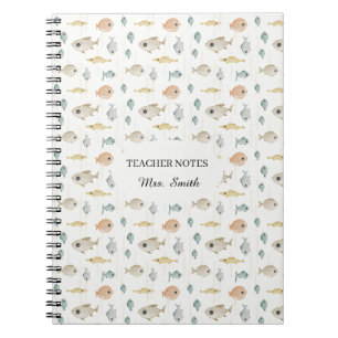 Caderno Espiral Cute Watercolor Fish Notas do Professor