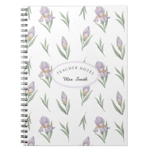 Caderno Espiral Cute Watercolor Iris Cottagecore Professor Notas