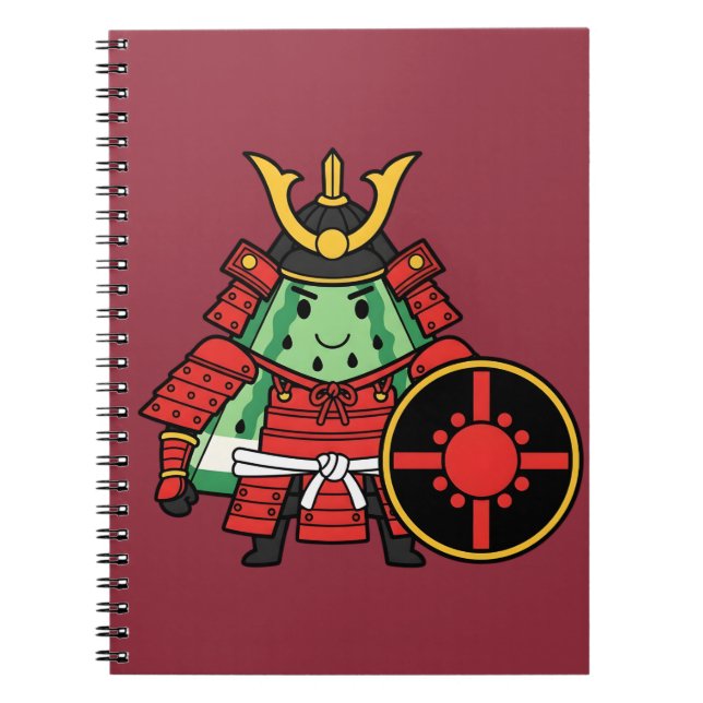 Caderno Espiral Cute Watermelon Shogun Samurai Warrior Illustratio (Frente)