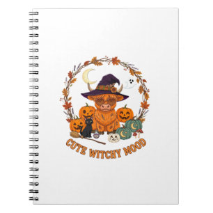 Caderno Espiral Cute Witchy Mood Halloween Vaca das Terras Altas G