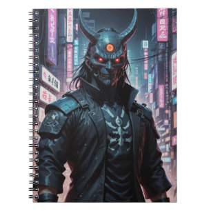Caderno Espiral Cyberpunk Demon Samurai