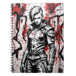Caderno Espiral Cyberpunk Warrior Grafite - Notebook espiral