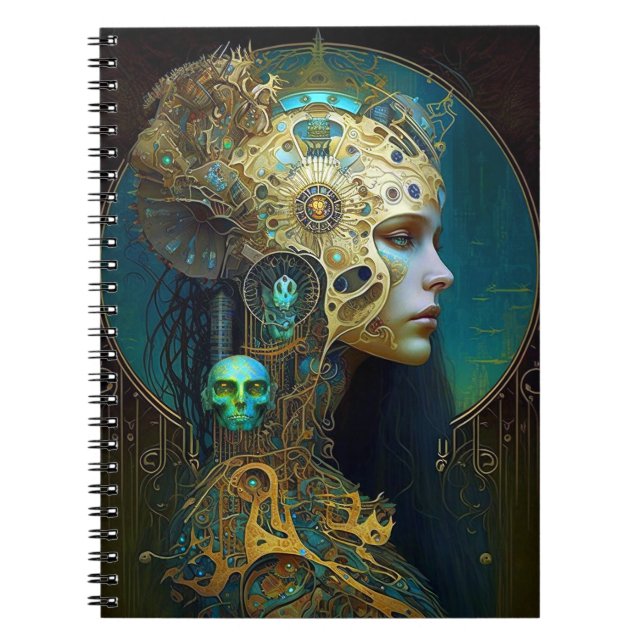 Caderno Espiral Cyborg Fantasy WebFi Art Notebook (Frente)