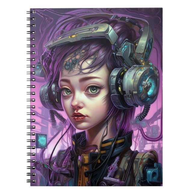 Caderno Espiral Cyborg Woman Science Fiction (Frente)