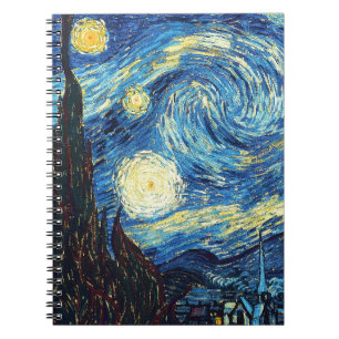 Caderno espiral da arte da noite estrelado