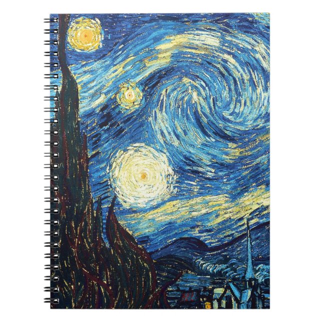 Caderno espiral da arte da noite estrelado (Frente)