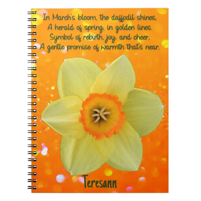 Caderno Espiral da Flor de Nascimento do Narciso d (Frente)