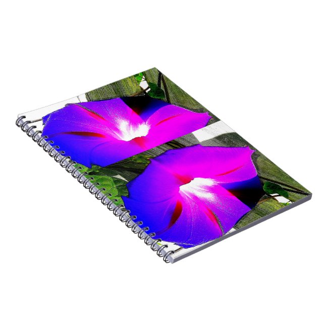 Caderno espiral da flor roxa da corriola (Lado Direito)