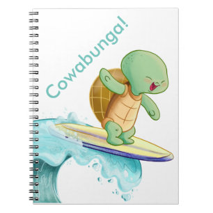 Caderno espiral da foto de Kawaii da tartaruga