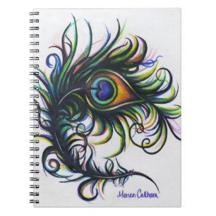 Caderno espiral da pena do pavão