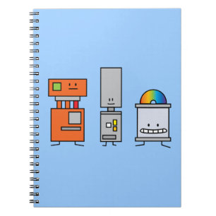 Caderno Espiral Da tecnologia feliz do dvd dos amigos dos robôs