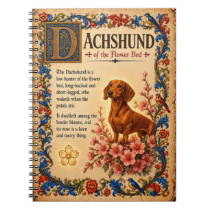 Caderno Espiral Dachshund, Arte de Bestiário Medieval