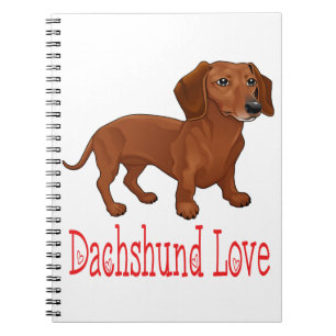 Caderno Espiral Dachshund Cartoon Puppy Dog Amor