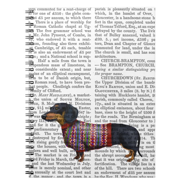 Caderno Espiral Dachshund Com Sweater Wooly (Frente)