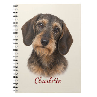 Caderno Espiral Dachshund de Cabelo Raspado Personalizado com Nome