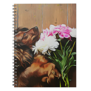 Caderno Espiral Dachshund Deitado No Chão De Madeira