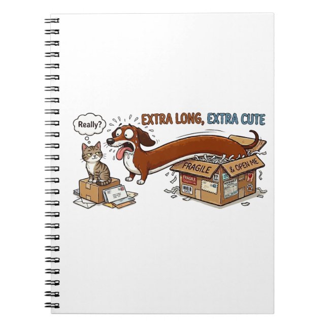 Caderno Espiral Dachshund Extra Longo Extra Fofo (Frente)