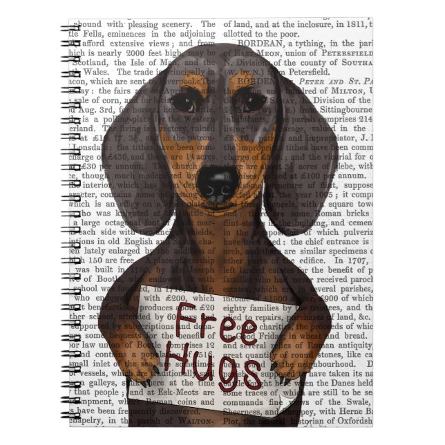 Caderno Espiral Dachshund Free Hugs (Frente)