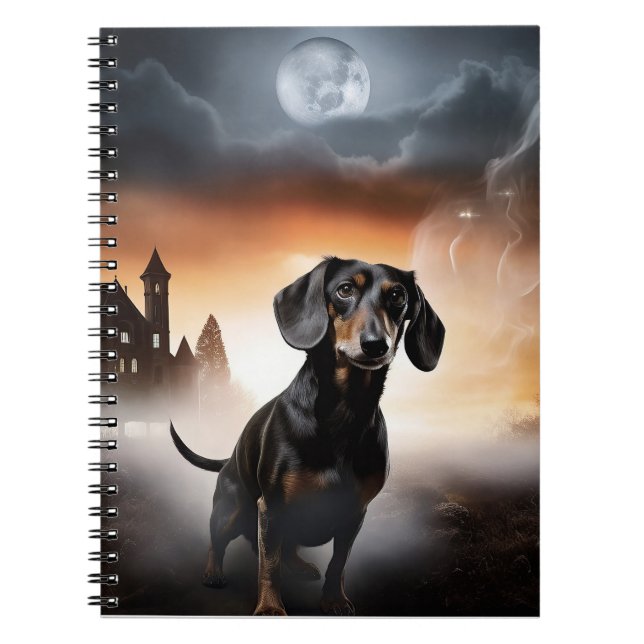 Caderno Espiral Dachshund Halloween Assustador (Frente)