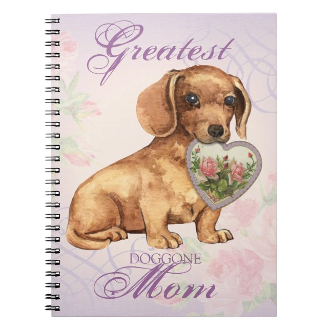 Caderno Espiral Dachshund Heart Mãe (Frente)