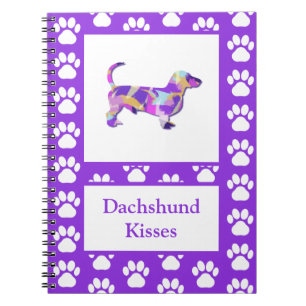 Caderno Espiral Dachshund Kisses Dog Silhouette PurplePY&B