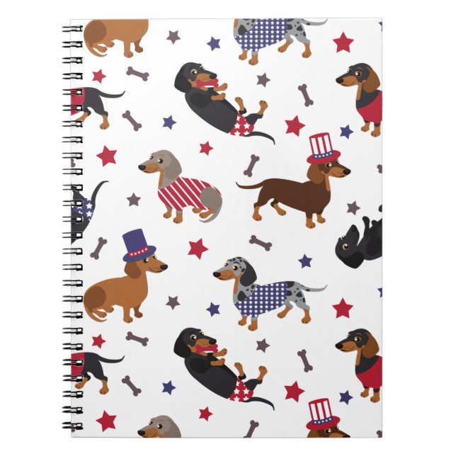 Caderno Espiral Dachshund Patriótico (Frente)