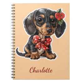 Caderno Espiral Dachshund Personalizado com Nome Personalizado