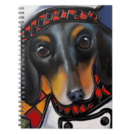 Caderno Espiral Dachshund Preto e Bege   