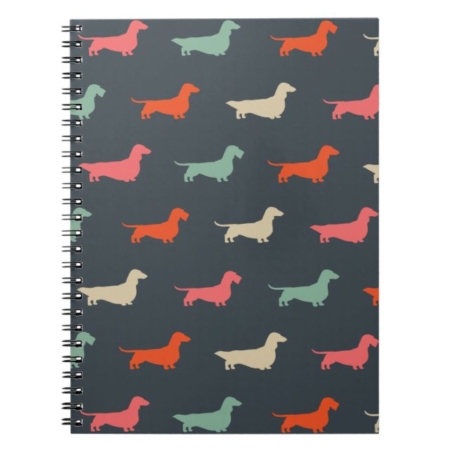 Caderno Espiral Dachshund Silhouettes Wiener Dog Lover's (Frente)