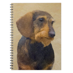 Caderno Espiral Dachshund (Wirehaired): Pintura original de cães