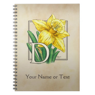 Caderno Espiral Daffodil amarelo monograma personalizado